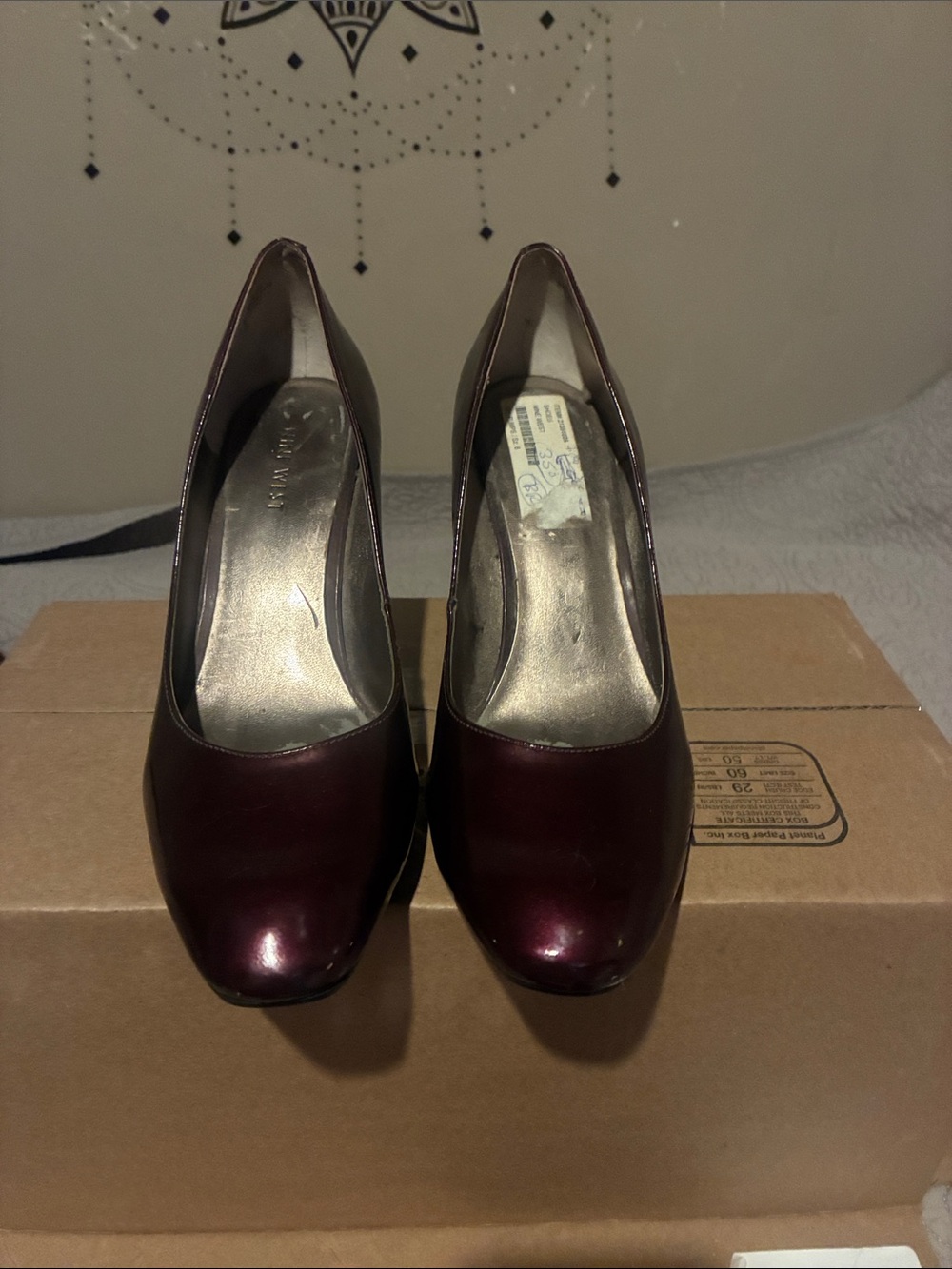 Nine West Women's Burgundy Patent Pumps